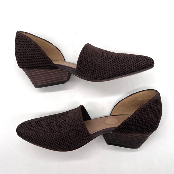 EILEEN FISHER Hallo Knit D'Orsay Pumps Womens 8.5 Brown Stacked Block Heel - Picture 7 of 11